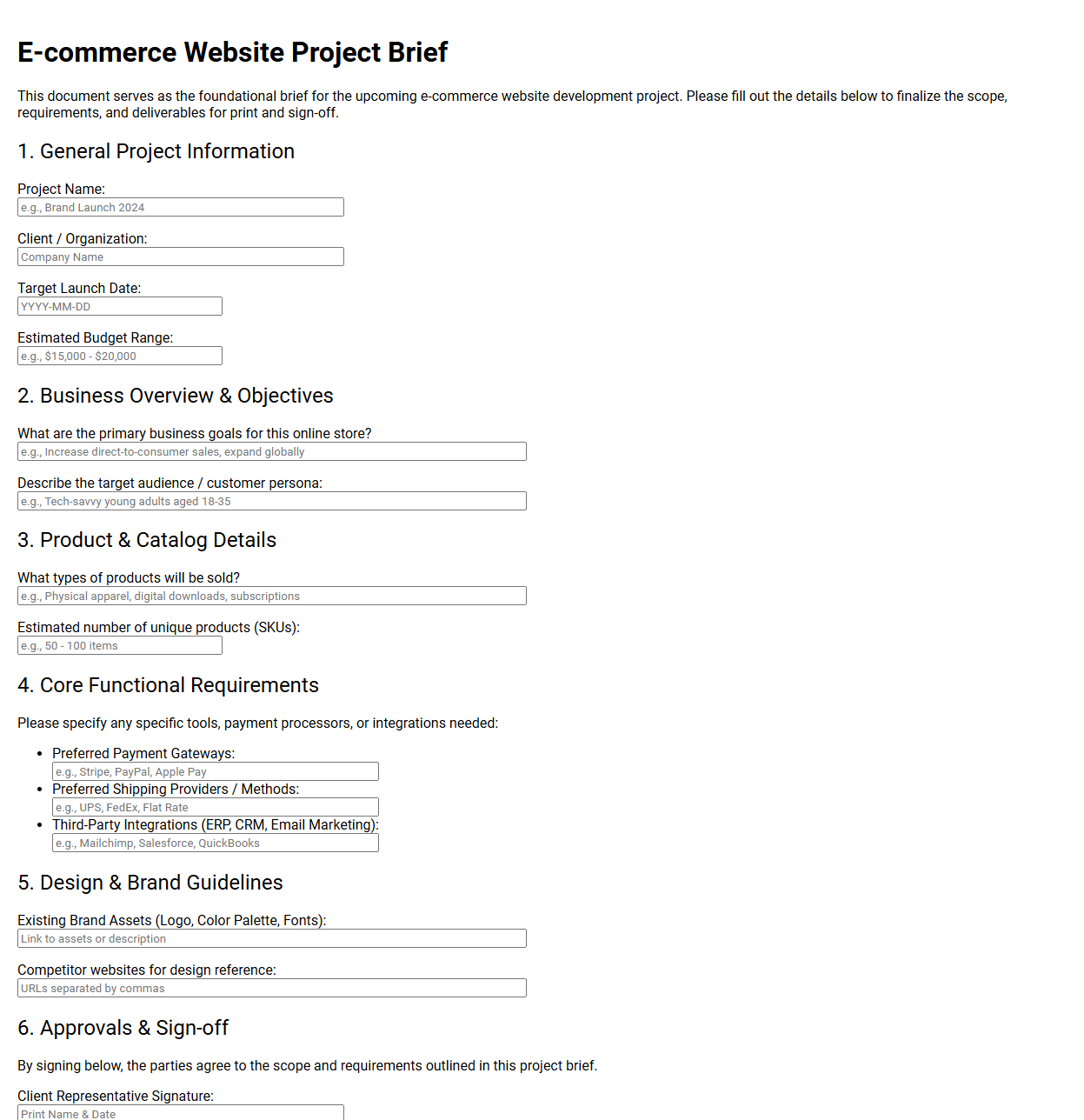 E-commerce Website Project Brief