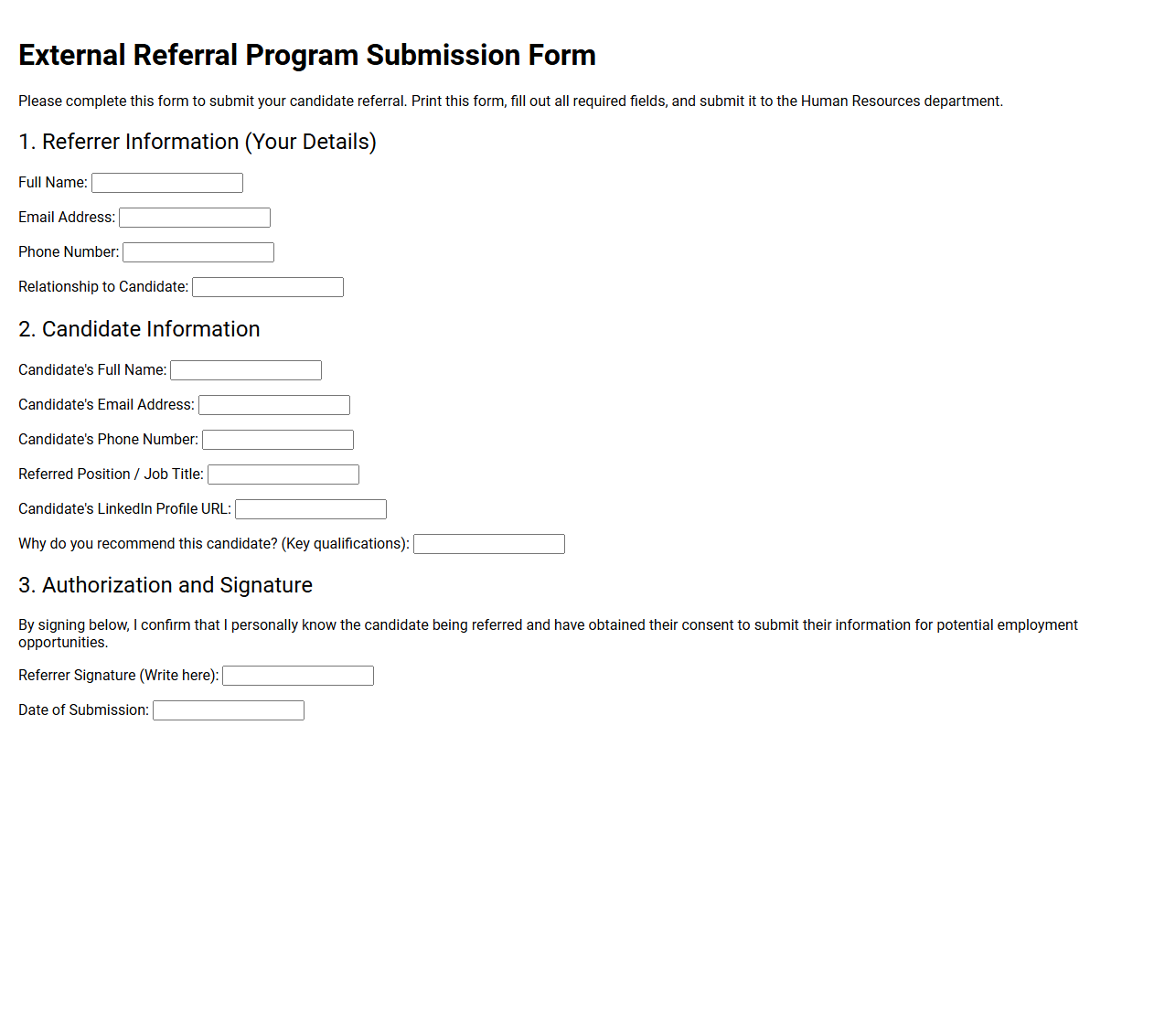 External Referral Program Submission Form