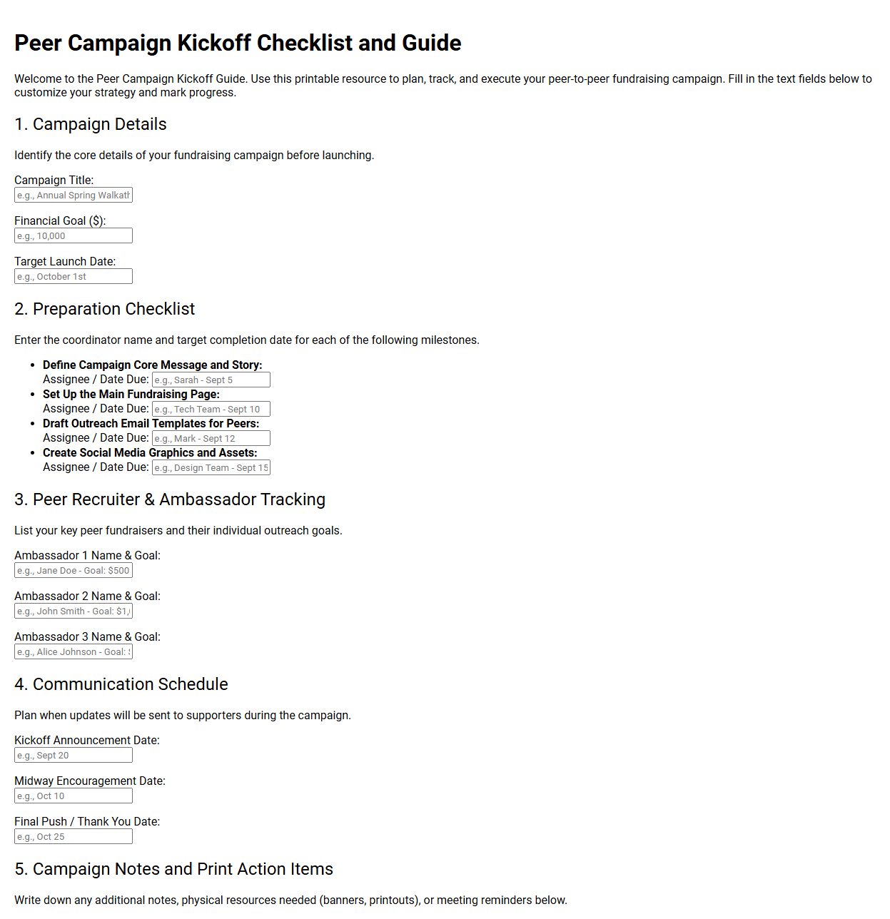 Peer Campaign Kickoff Checklist and Guide