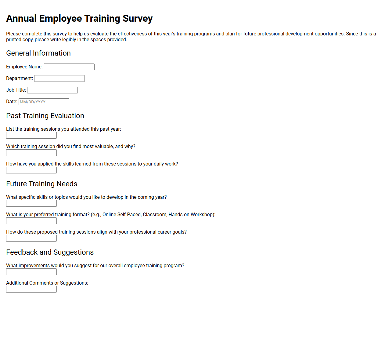 Annual Employee Training Survey