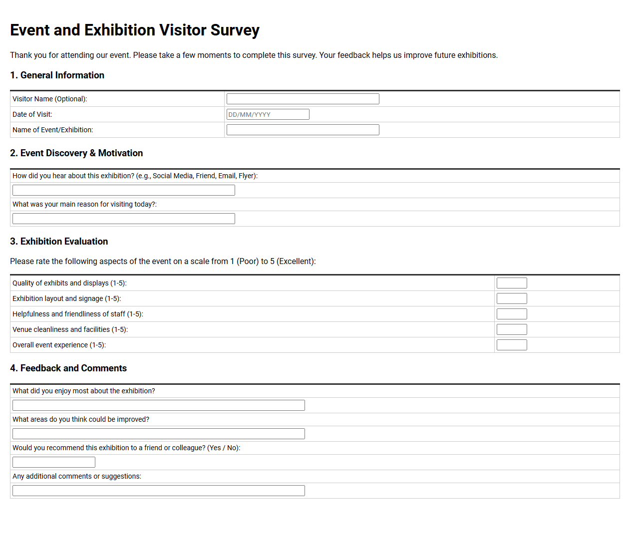 Event and Exhibition Visitor Survey
