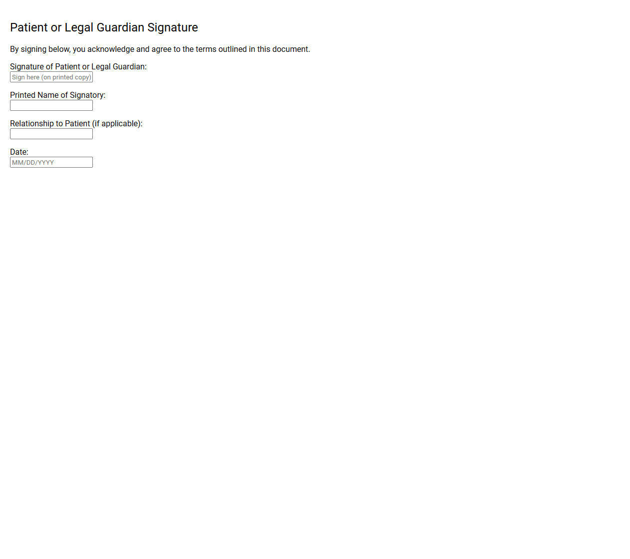 Patient or Legal Guardian Signature Line