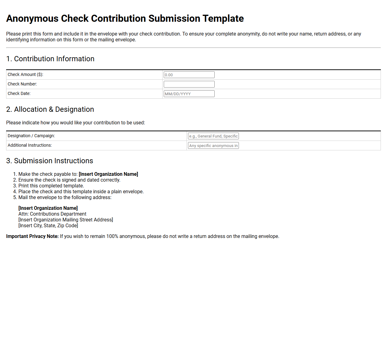 Anonymous Check Contribution Submission Template
