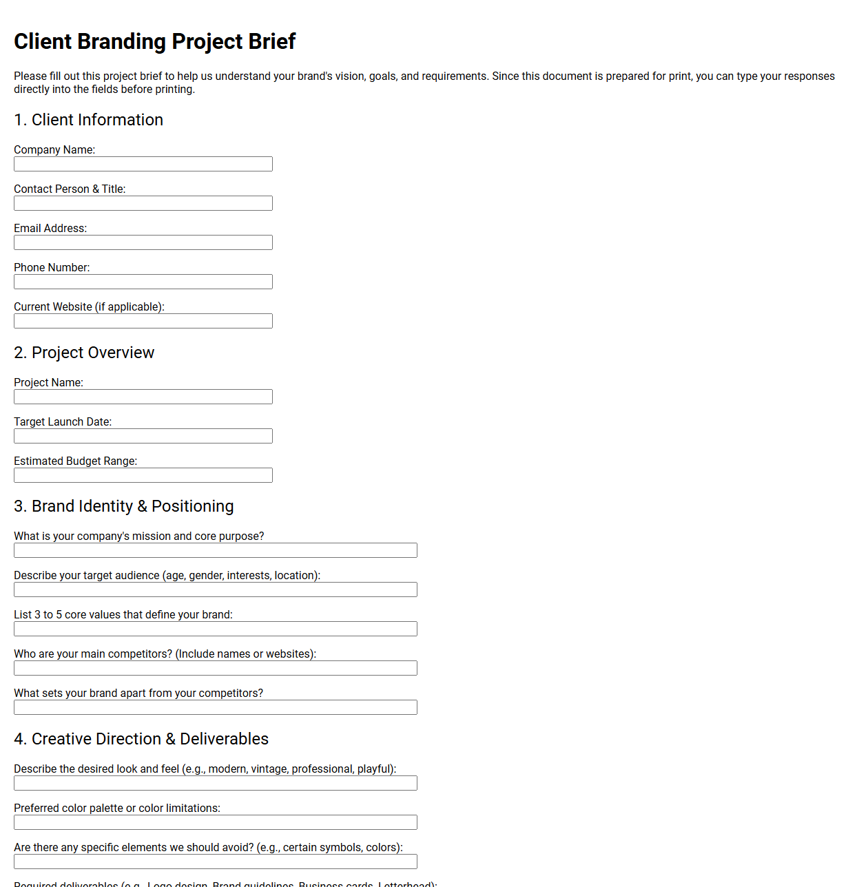 Client Branding Project Brief