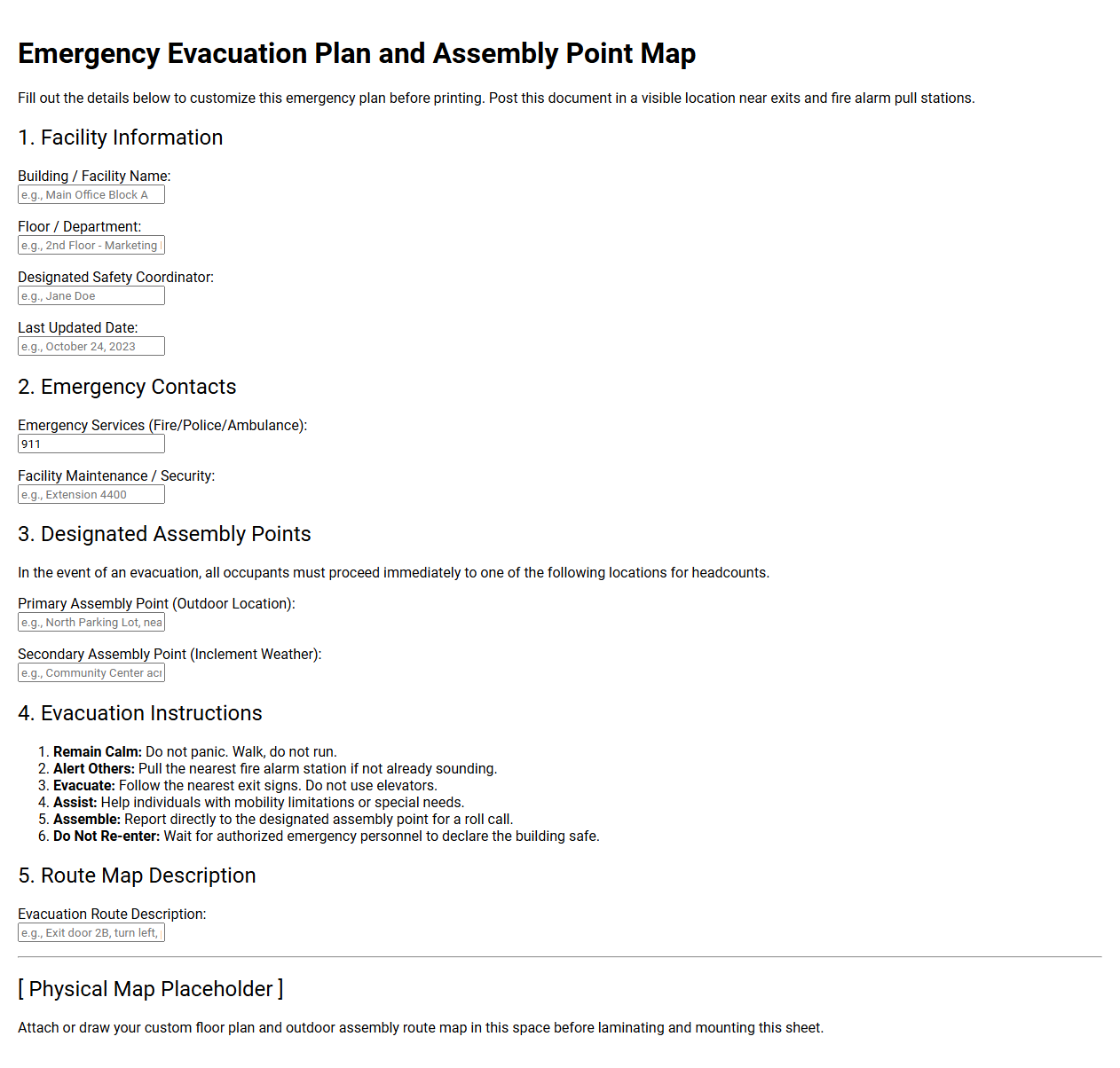 Emergency Evacuation Plan and Assembly Point Map
