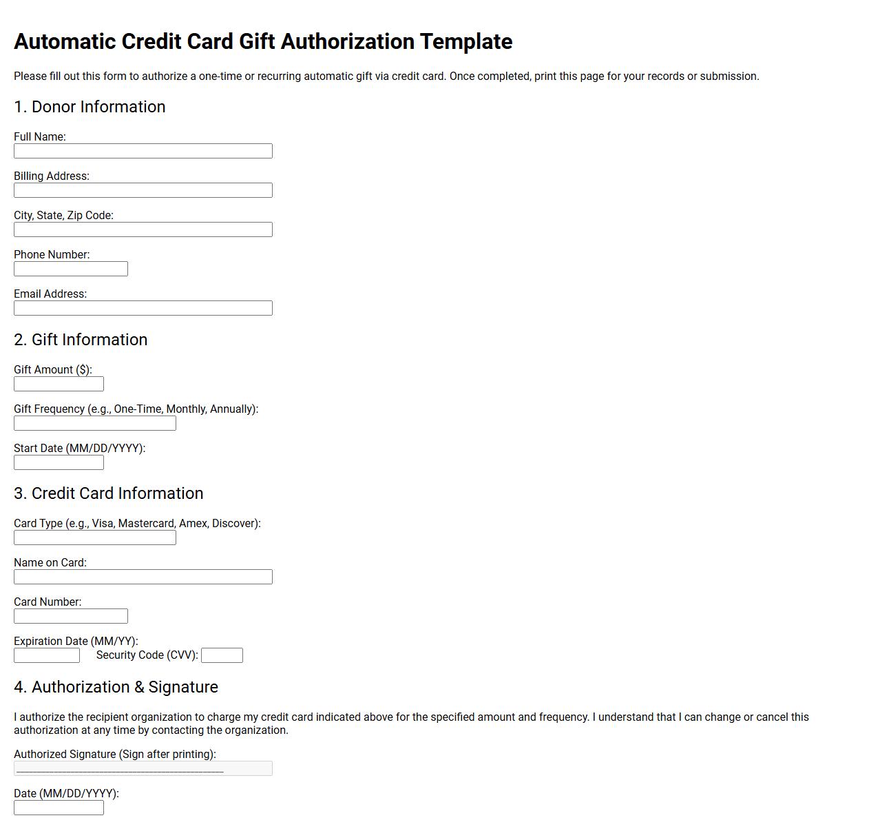 Automatic Credit Card Gift Template