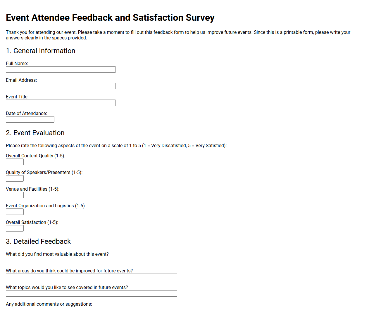 Event Attendee Feedback and Satisfaction Survey